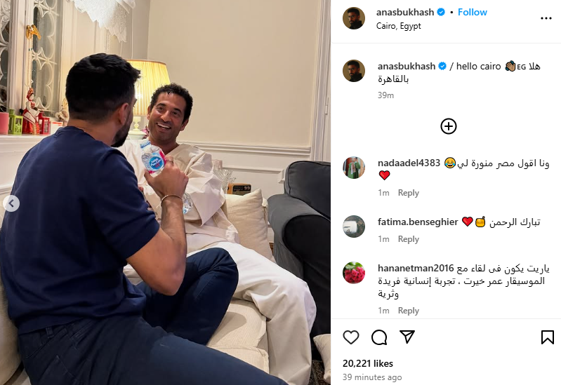الإعلامي أنس بوخش برفقة الفنان عمرو سعد