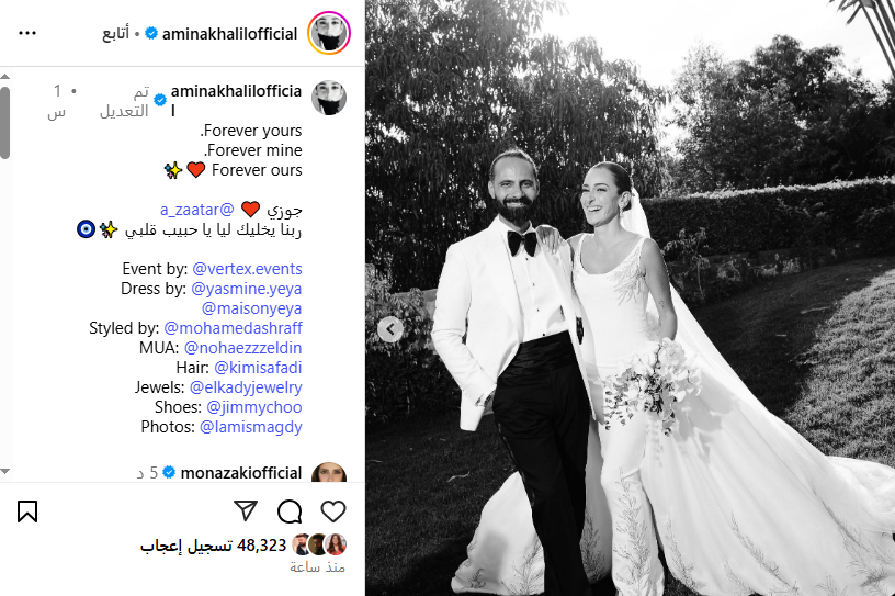 حفل زفاف الفنانة أمينة خليل