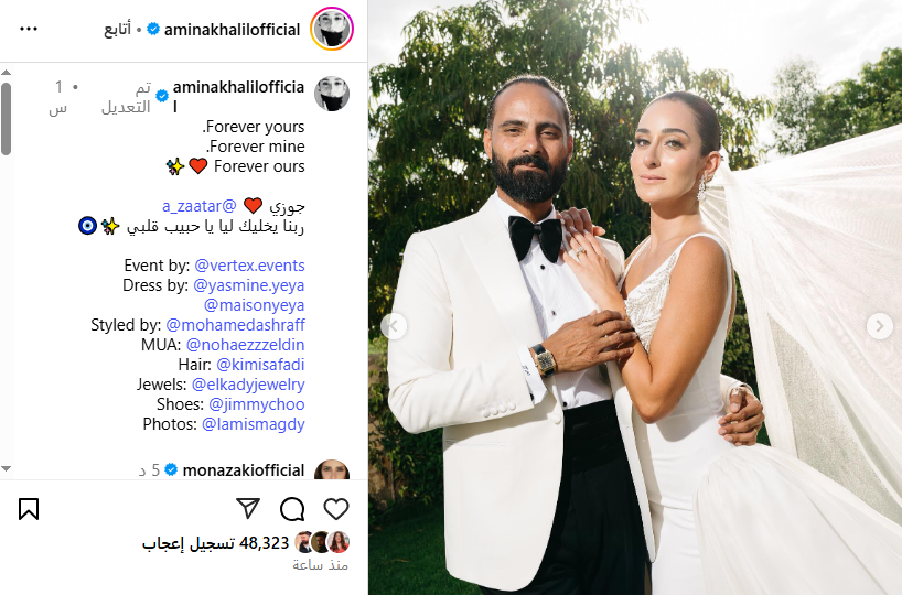 حفل زفاف الفنانة أمينة خليل