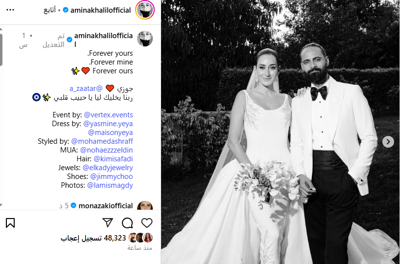حفل زفاف الفنانة أمينة خليل
