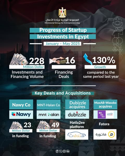 الشركات الناشئة في مصر تجذب 228 مليون دولار في 5 أشهر