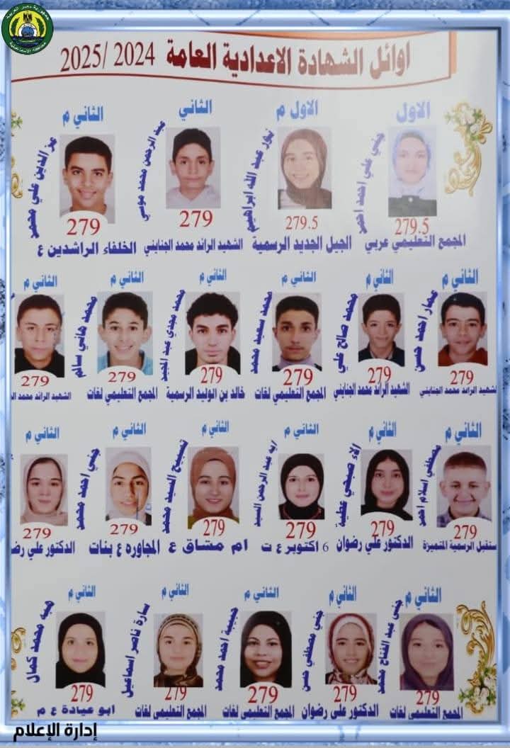 أوائل الإعدادية في الإسماعيلية
