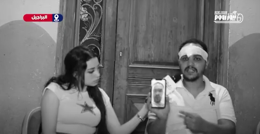 المعتدي عليه مع الإعلامية مارينا إبراهيم