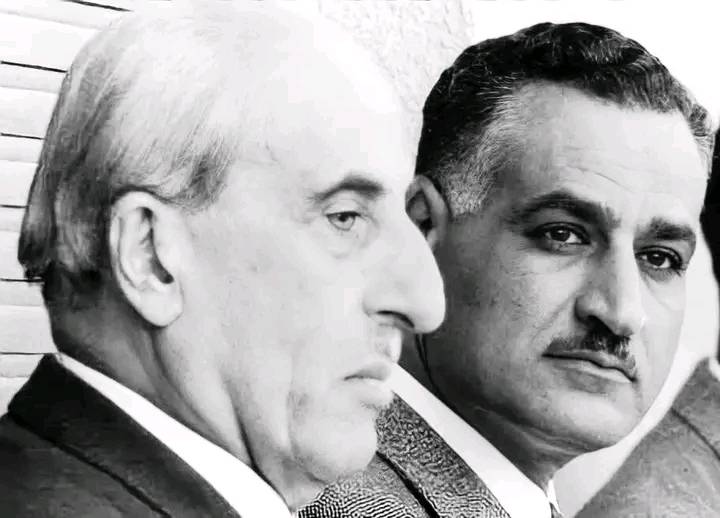 الرئيس جمال عبد الناصر ونظيره السوري شكري القوتلي 
