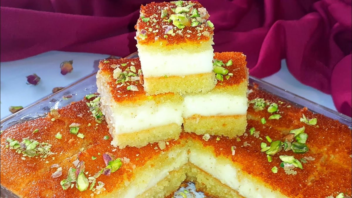 البسبوسة بالقشدة