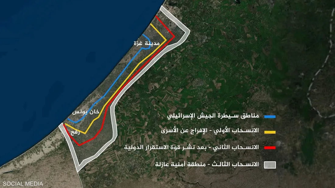 <strong>ترامب يكشف خريطة الانسحاب الأولي من غزة</strong>
