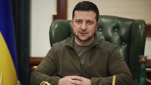 <strong> الرئيس الأوكراني فولوديمير زيلينسكي</strong>