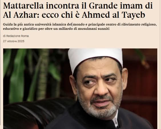 شيخ الأزهر في الإعلام الإيطالي