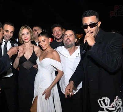 منة شلبي وأحمد الجنايني في حفل زفاف هادي الباجوري