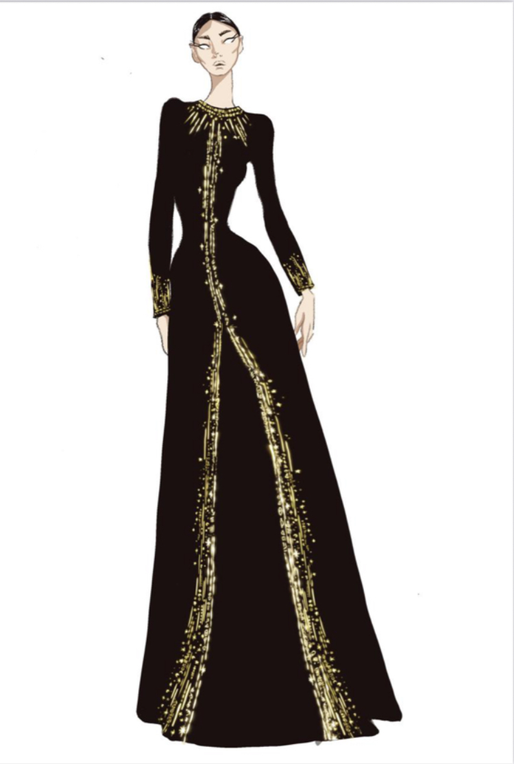 فستان السيدة انتصار السيسي خلال التحضير