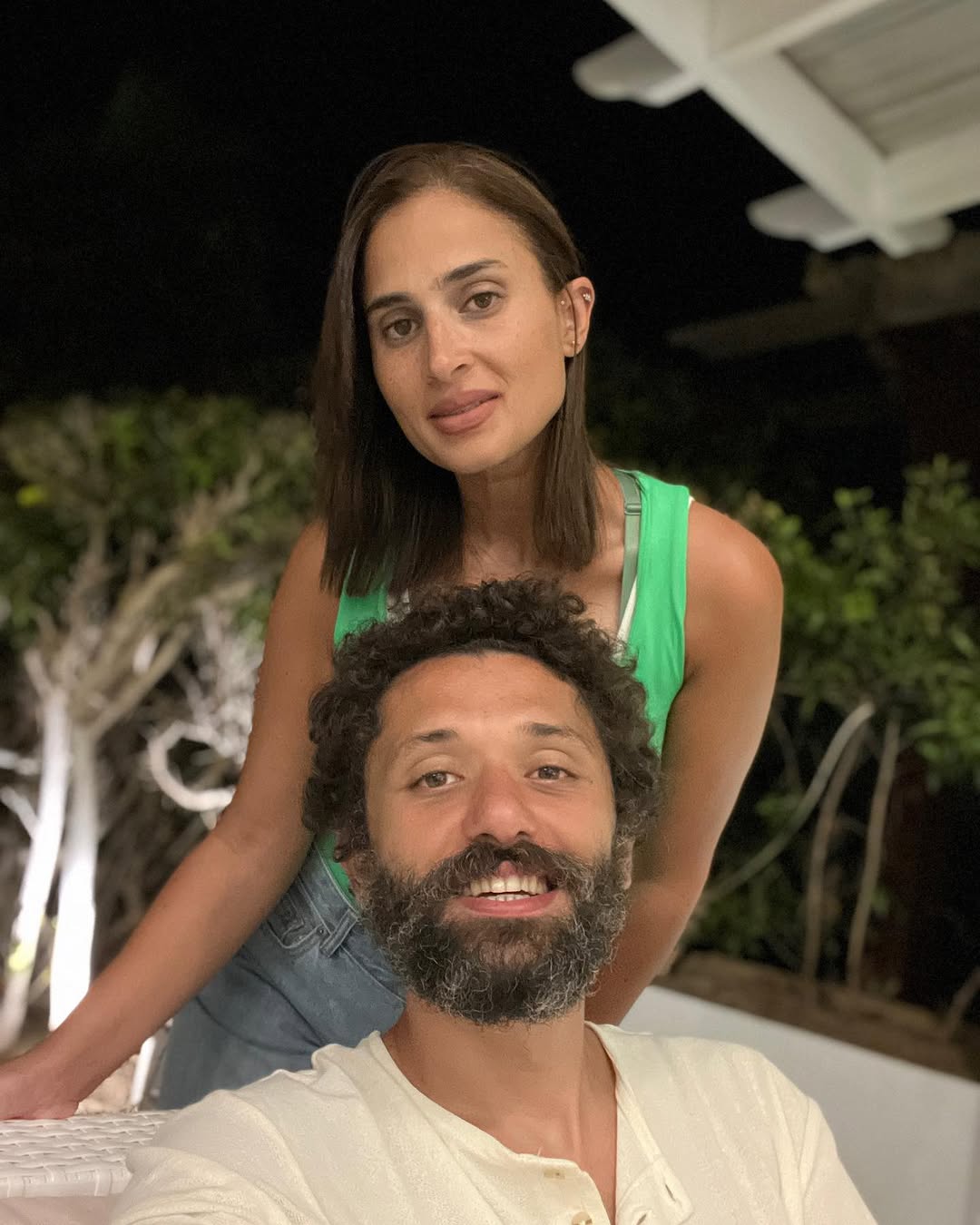 كريم محمود عبدالعزيز وزوجته آن رفاعي