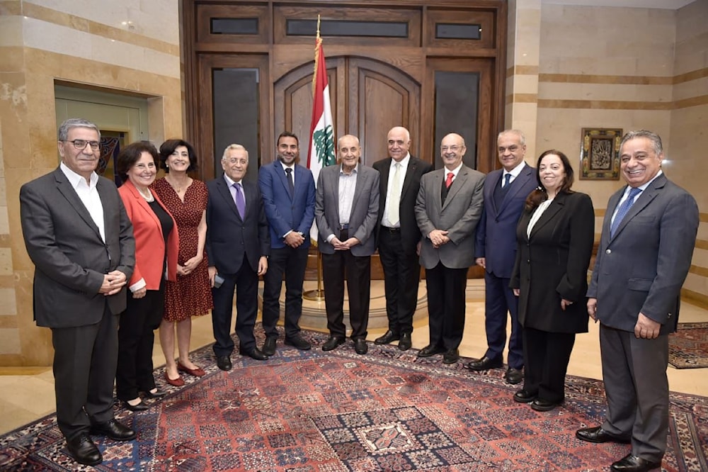 نبيه بري خلال لقاءه مجلس نقابة محرري الصحافة اللبنانية