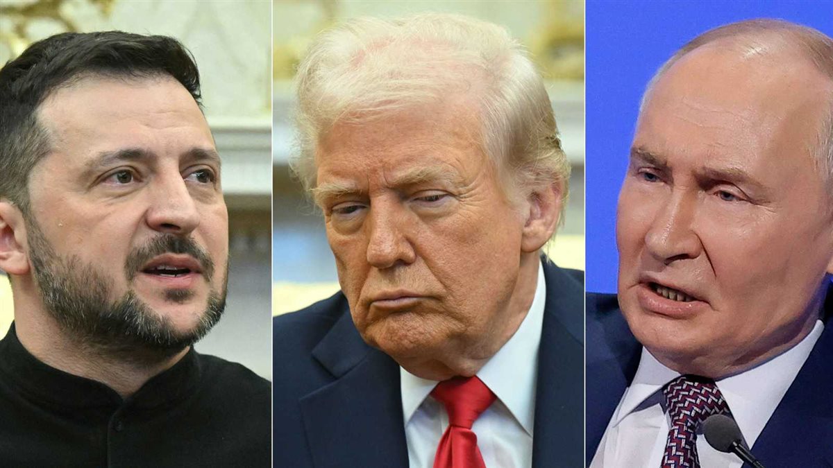 <strong>زيلينسكي وترامب وبوتين</strong>