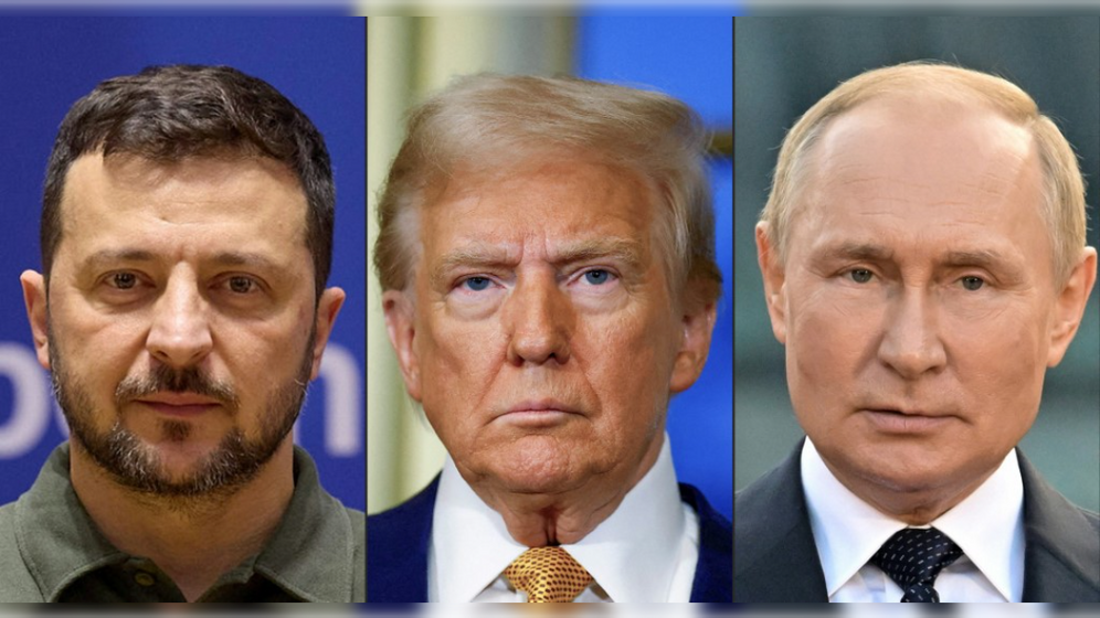 <strong>بوتين وزيلينسكي وترامب</strong>