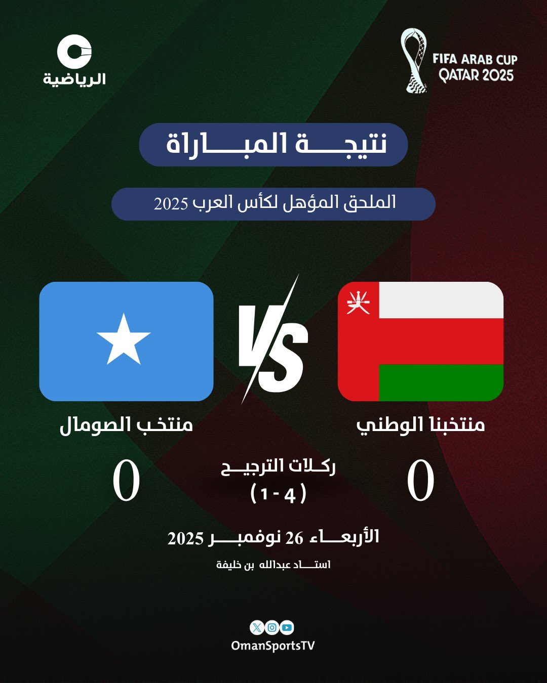 ملخص وأهداف ونتيجة مباراة عمان والصومال 