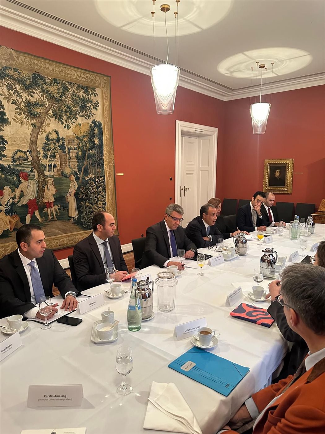 <strong>وزير الخارجية يلتقي مع أعضاء لجنة العلاقات الخارجية بالبرلمان الألماني</strong>