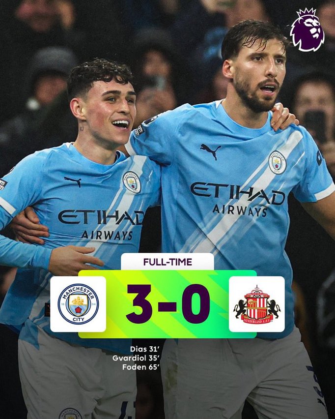  نتيجة ومخلص وأهداف مباراة مانشستر سيتي وسندرلاند