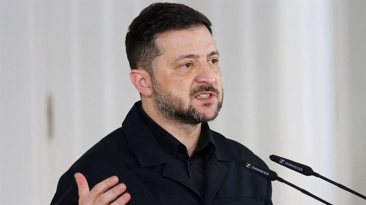 <strong>الرئيس الأوكراني فولوديمير زيلينسكي</strong>