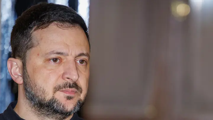 <strong>الرئيس الأوكراني فلاديمير زيلينسكي</strong>