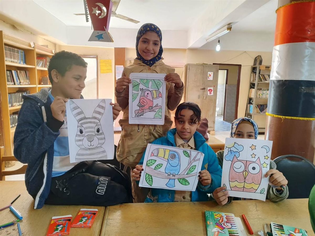 ألوان تبهج القلوب وتحرر طاقة الأطفال ورش رسم وتلوين في مكتبة اللاهون بالفيوم&nbsp;