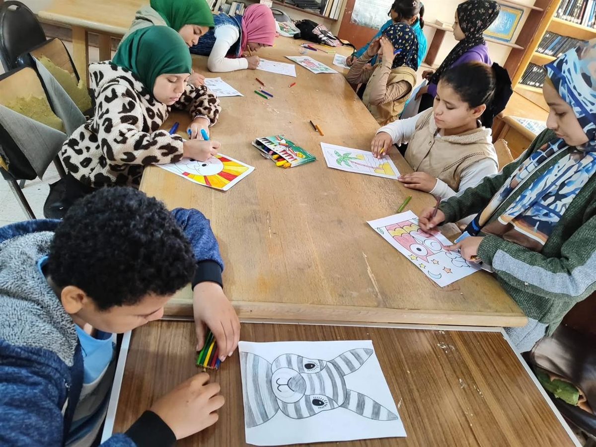 ألوان تبهج القلوب وتحرر طاقة الأطفال ورش رسم وتلوين في مكتبة اللاهون بالفيوم&nbsp;