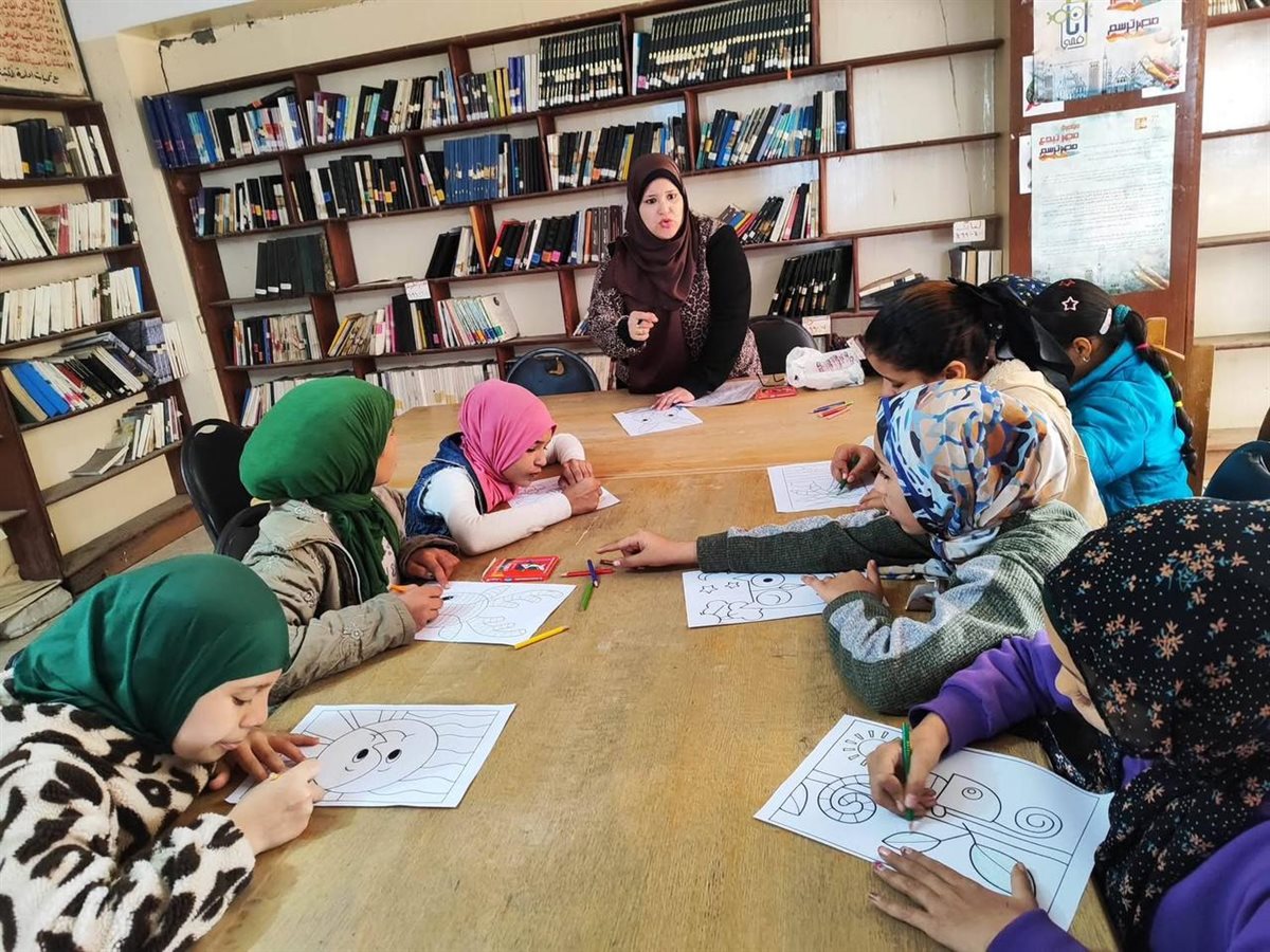 ألوان تبهج القلوب وتحرر طاقة الأطفال ورش رسم وتلوين في مكتبة اللاهون بالفيوم&nbsp;