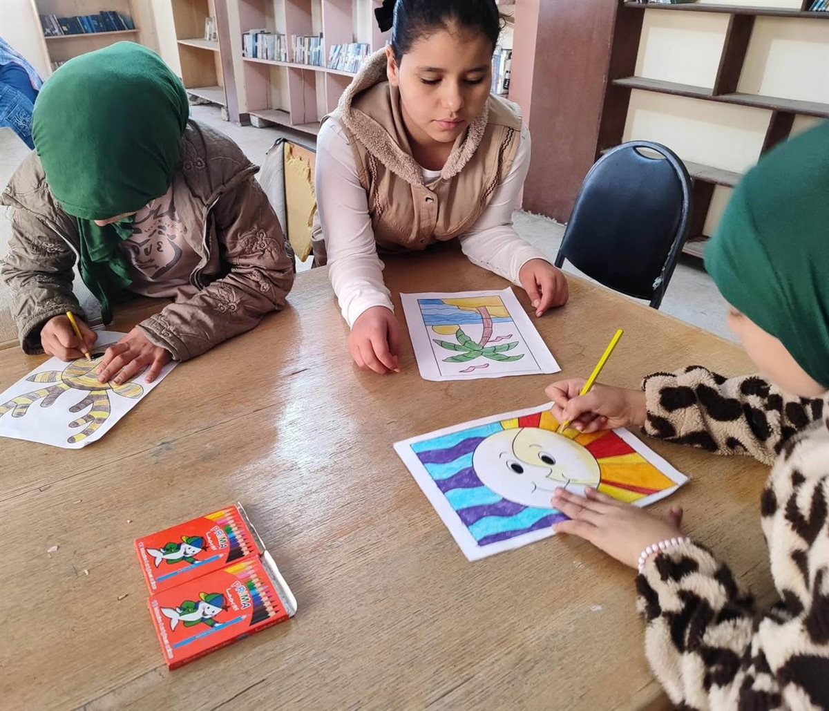 ألوان تبهج القلوب وتحرر طاقة الأطفال ورش رسم وتلوين في مكتبة اللاهون بالفيوم&nbsp;