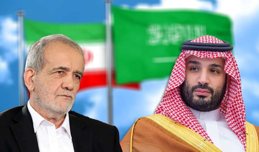 ولي العهد السعودي الأمير محمد بن سلمان والرئيس الإيراني مسعود بزشكيان