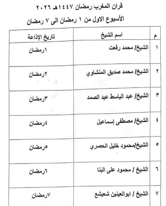 جدول قرآن المغرب في رمضان