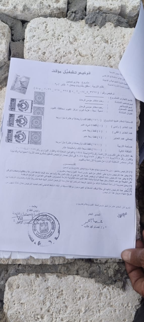 المزرعة مرخصة ومستأجرة لمستثمر سعودى... إزالها باللودر على البط بقرية الناصرية