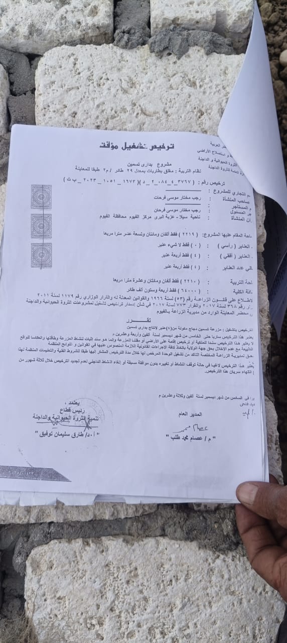 المزرعة مرخصة ومستأجرة لمستثمر سعودى... إزالها باللودر على البط بقرية الناصرية