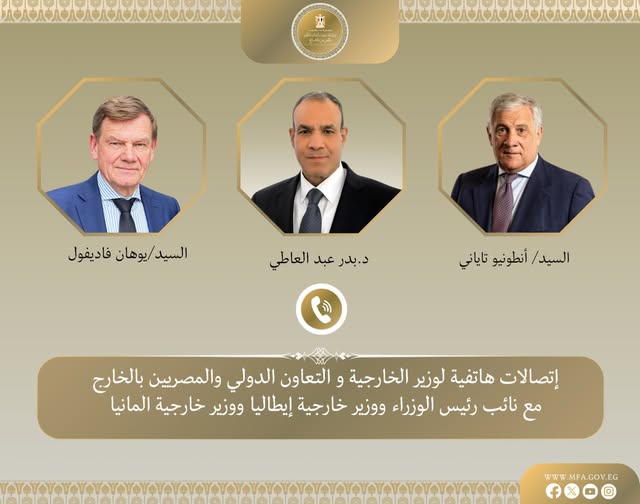 <strong>وزير الخارجية يبحث مع وزيرى الخارجية الألماني والإيطالي مستجدات الأوضاع في المنطقة وجهود خفض التصعيد</strong>