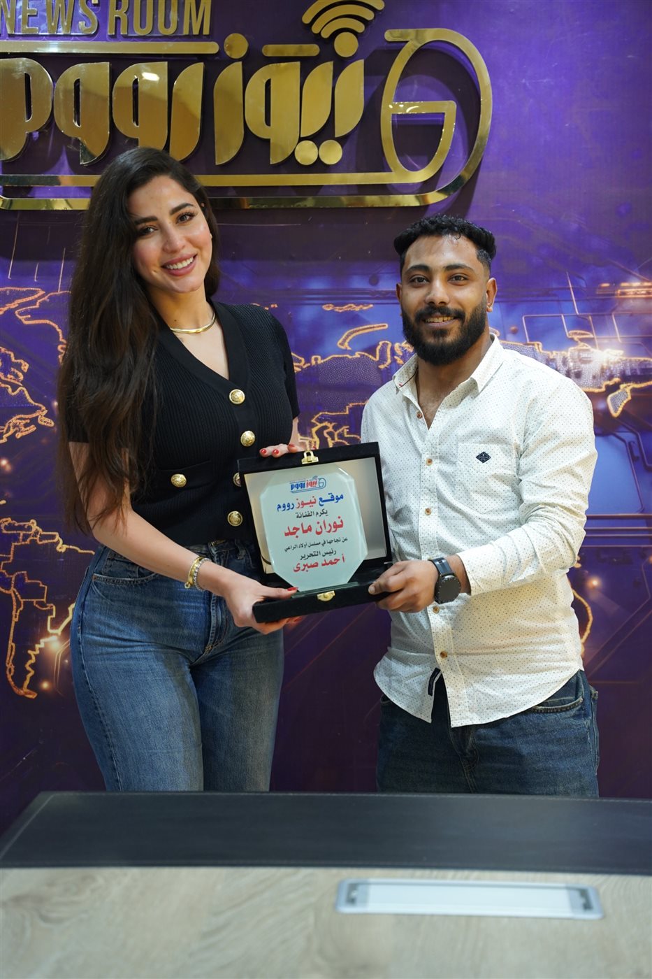 الصحفي عبدالعليم محمود مع نوران ماجد&nbsp;