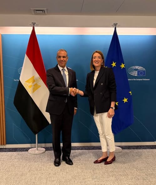 <strong>وزير الخارجية يلتقي مع رئيسة البرلمان الأوروبي</strong>