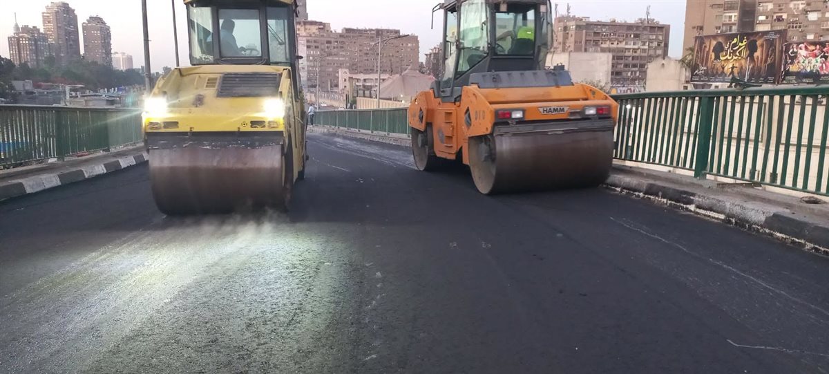 جانب من أعمال مطلع كوبري 15 مايو
