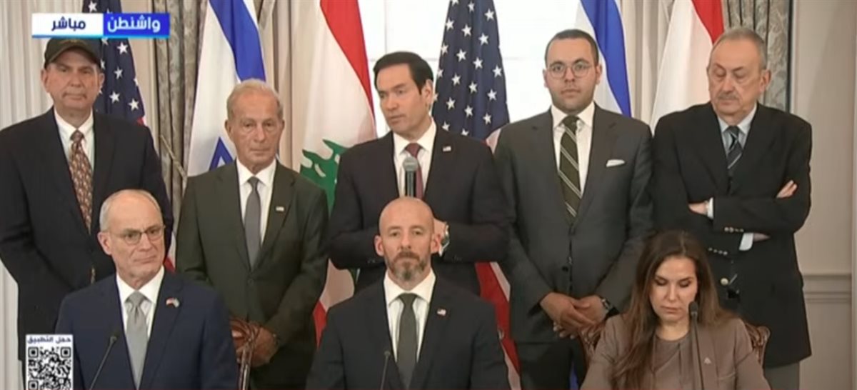 مراسم توقيع الاتفاق الإطاري بين لبنان وإسرائيل