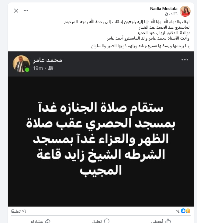 نادية مصطفى عبر فيسبوك