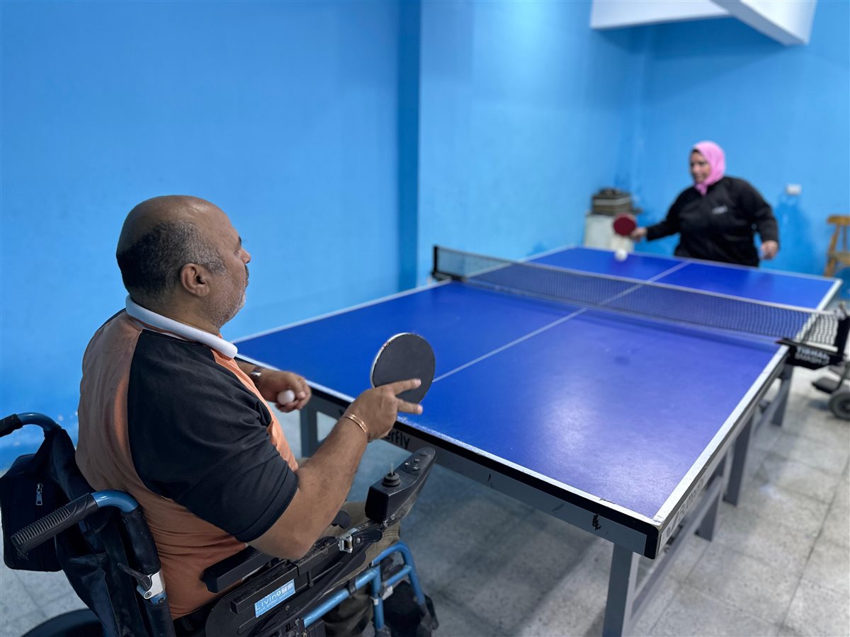 خلال تمرين مها في نادي الحرية للمعاقين
