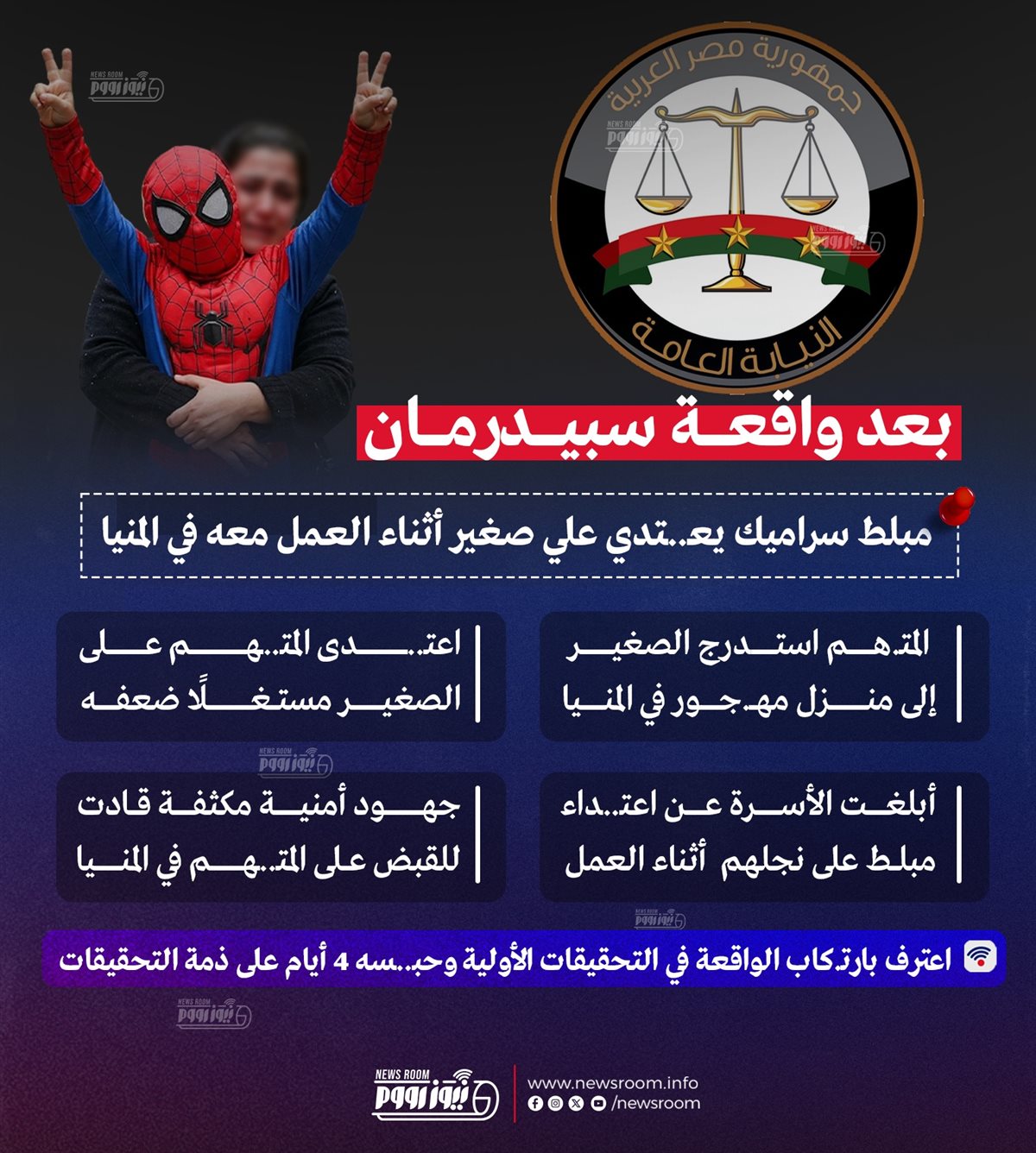 مبلط سيراميك يعتدي على طفل بالمنيا