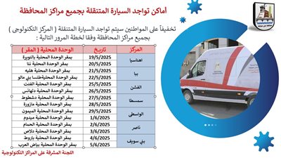 محافظ بني سويف  يتابع تيسيرات تشغيل السيارة التكنولوجية المتنقلة