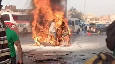 مصرع شخص وإصابة 15.. تفحم ملاكي في تصادم تريلا بعدد من السيارات بدائري المنيب