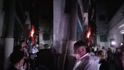  انفجار اسطوانة بوتاجاز وتصدع أحد المنازل بسوق السلاح في الدرب الأحمر