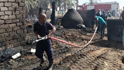 وفاة سيدة وتفحم 70 أردب قمح.. تفاصيل حريق حظائر مواشي بأسيوط