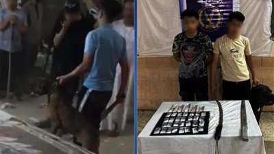 أسلحة بيضاء ومخدرات وكلب مفترس.. القبض على متهمين بممارسة البلطجة بالجيزة 