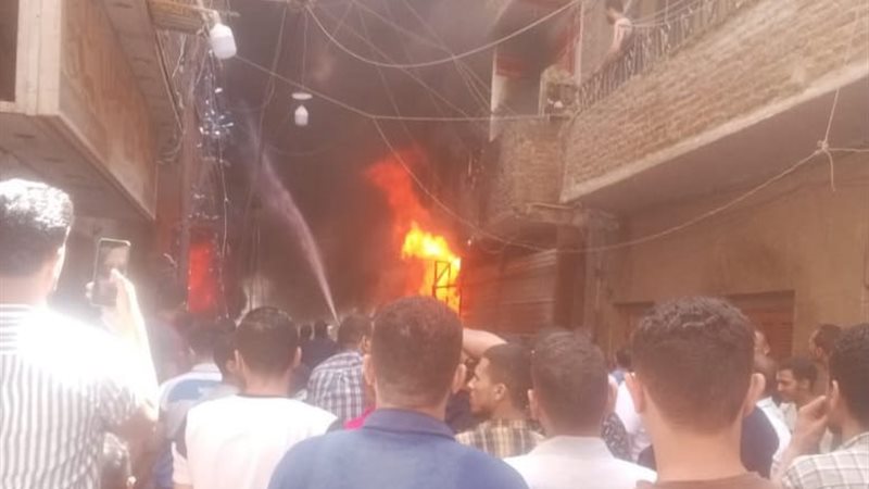 حريق محل بويات بسوهاج