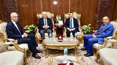 محافظ المنوفية يستقبل وزير التعليم العالي ورئيس الجامعة لافتتاح مركز القياس