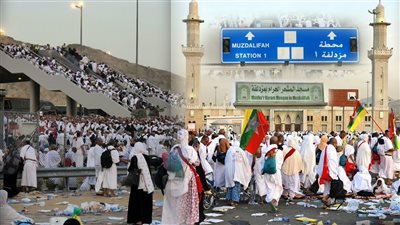 ضيوف الرحمن يؤدون صلاتي الظهر والعصر جمعاً وقصراً في مسجد نمرة