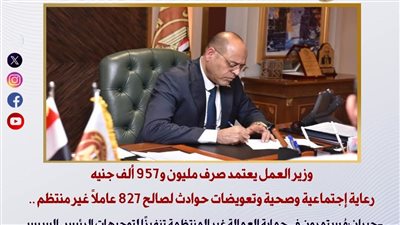 وزير العمل يعتمد صرف نحو مليوني جنيه لرعاية العمالة غير المنتظمة