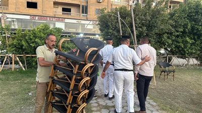 استجابة لشكاوي المواطنين رفع ١٣٠٠ حالة إشغال للمقاهي والمطاعم  بحدائق الأهرام 