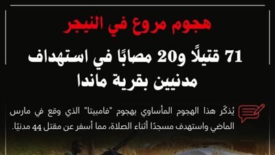 مقتل 71 شخصًا في هجوم مروع بالنيجر.. والأزهر يحذر من التعدي على دور العبادة